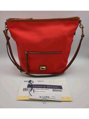 Dooney & Bourke Red Nylon Small Hobo Crossbody Purse